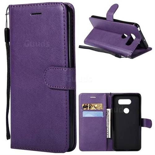Retro Greek Classic Smooth PU Leather Wallet Phone Case for LG V30 - Purple