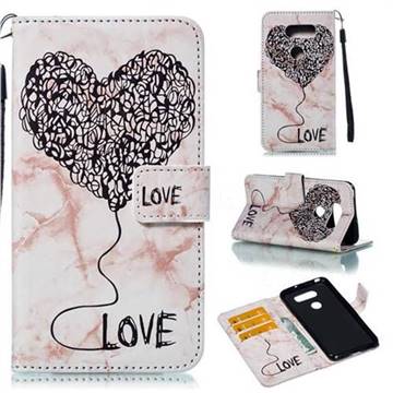 Marble Heart PU Leather Wallet Phone Case for LG V30 - Purple