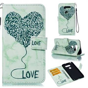 Marble Heart PU Leather Wallet Phone Case for LG V30 - Green