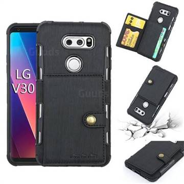 Brush Multi-function Leather Phone Case for LG V30 - Black