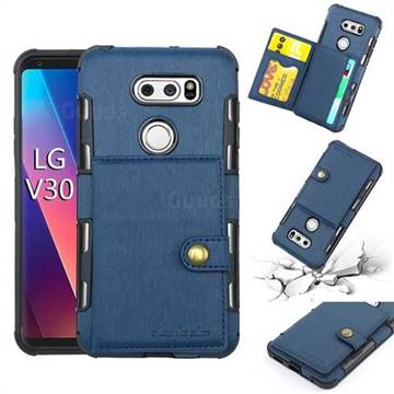 Brush Multi-function Leather Phone Case for LG V30 - Blue
