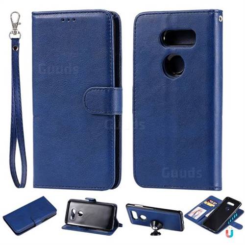 Retro Greek Detachable Magnetic PU Leather Wallet Phone Case for LG V30 - Blue
