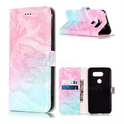 Pink Green Marble PU Leather Wallet Case for LG V30