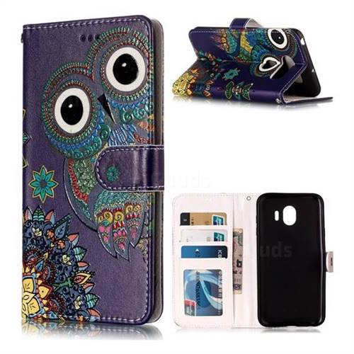 Folk Owl 3D Relief Oil PU Leather Wallet Case for LG V30