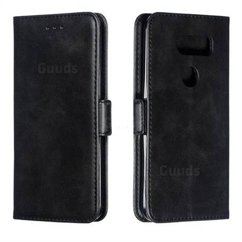 Retro Classic Calf Pattern Leather Wallet Phone Case for LG V30 - Black