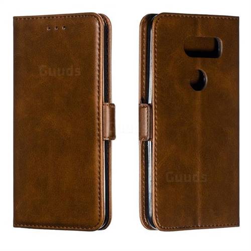 Retro Classic Calf Pattern Leather Wallet Phone Case for LG V30 - Brown