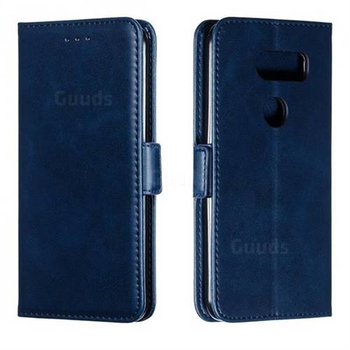 Retro Classic Calf Pattern Leather Wallet Phone Case for LG V30 - Blue