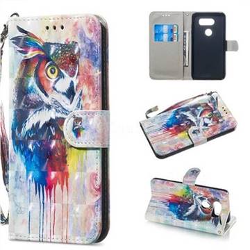Watercolor Owl 3D Painted Leather Wallet Phone Case for LG V30