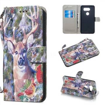 Elk Deer 3D Painted Leather Wallet Phone Case for LG V30