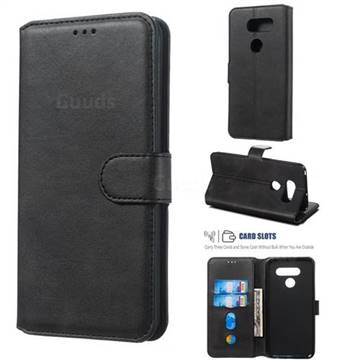 Retro Calf Matte Leather Wallet Phone Case for LG V30 - Black