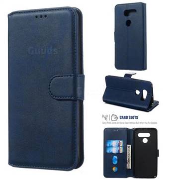 Retro Calf Matte Leather Wallet Phone Case for LG V30 - Blue