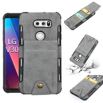 Woven Pattern Multi-function Leather Phone Case for LG V30 - Gray