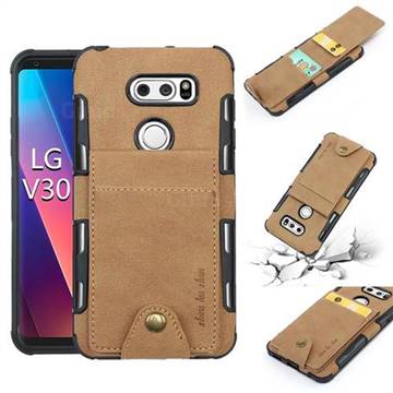 Woven Pattern Multi-function Leather Phone Case for LG V30 - Golden