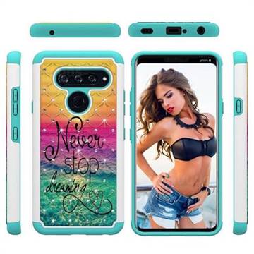 Colorful Dream Catcher Studded Rhinestone Bling Diamond Shock Absorbing Hybrid Defender Rugged Phone Case Cover for LG V40 ThinQ