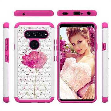 Watercolor Studded Rhinestone Bling Diamond Shock Absorbing Hybrid Defender Rugged Phone Case Cover for LG V40 ThinQ