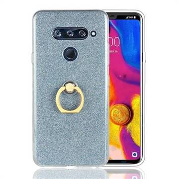 Luxury Soft TPU Glitter Back Ring Cover with 360 Rotate Finger Holder Buckle for LG V40 ThinQ - Blue