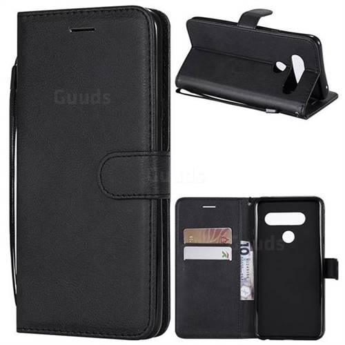 Retro Greek Classic Smooth PU Leather Wallet Phone Case for LG V40 ThinQ - Black