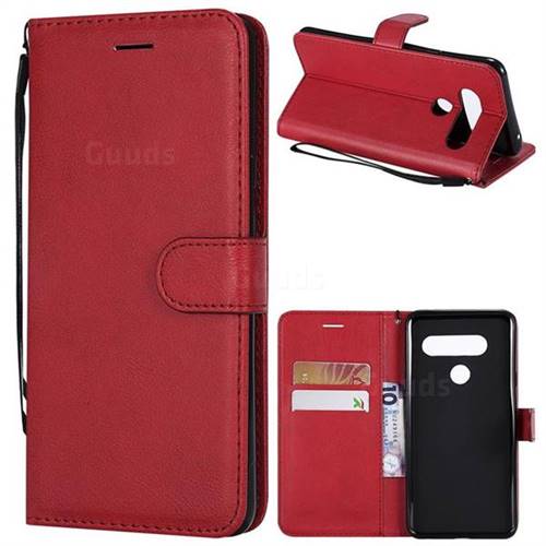 Retro Greek Classic Smooth PU Leather Wallet Phone Case for LG V40 ThinQ - Red