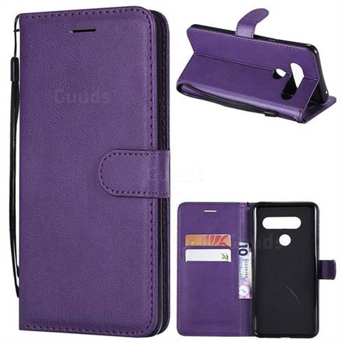 Retro Greek Classic Smooth PU Leather Wallet Phone Case for LG V40 ThinQ - Purple