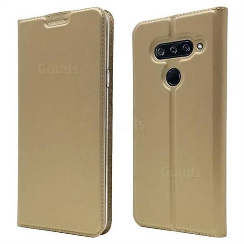 Ultra Slim Card Magnetic Automatic Suction Leather Wallet Case for LG V40 ThinQ - Champagne