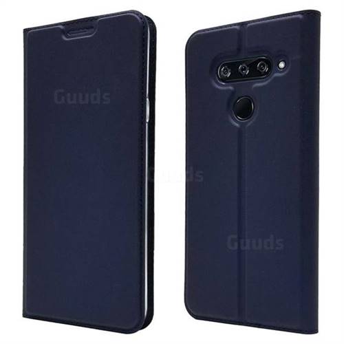 Ultra Slim Card Magnetic Automatic Suction Leather Wallet Case for LG V40 ThinQ - Royal Blue