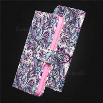 Swirl Flower 3D Painted Leather Wallet Case for LG V40 ThinQ