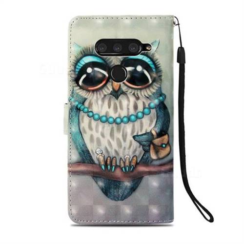 Sweet Gray Owl 3D Painted Leather Wallet Case for LG V40 ThinQ