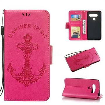 Embossing Mermaid Mariner Spirit Leather Wallet Case for LG V40 ThinQ - Rose