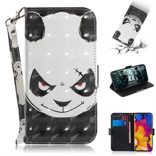 Angry Bear 3D Painted Leather Wallet Phone Case for LG V40 ThinQ