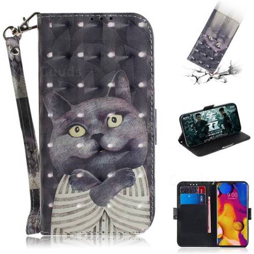Cat Embrace 3D Painted Leather Wallet Phone Case for LG V40 ThinQ