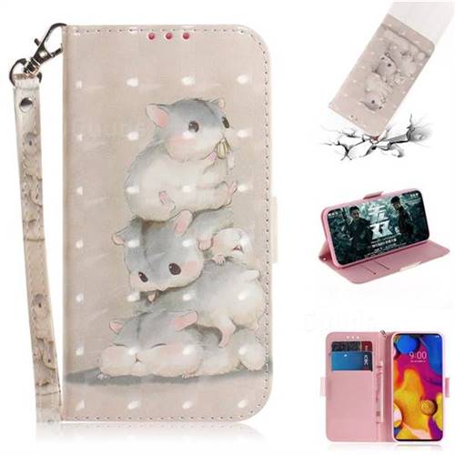 Three Squirrels 3D Painted Leather Wallet Phone Case for LG V40 ThinQ