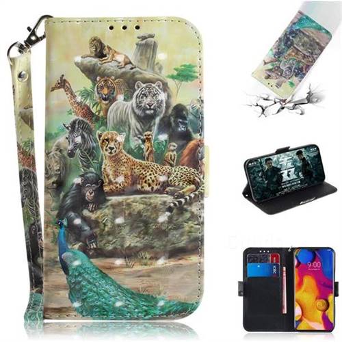 Beast Zoo 3D Painted Leather Wallet Phone Case for LG V40 ThinQ