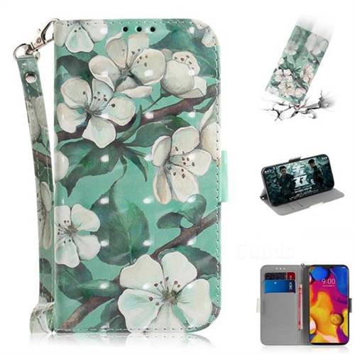 Watercolor Flower 3D Painted Leather Wallet Phone Case for LG V40 ThinQ