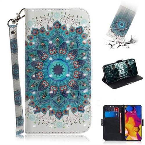 Peacock Mandala 3D Painted Leather Wallet Phone Case for LG V40 ThinQ