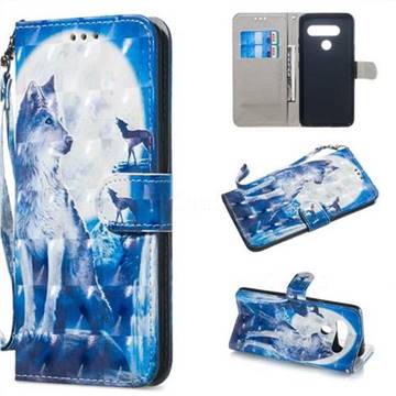 Ice Wolf 3D Painted Leather Wallet Phone Case for LG V40 ThinQ