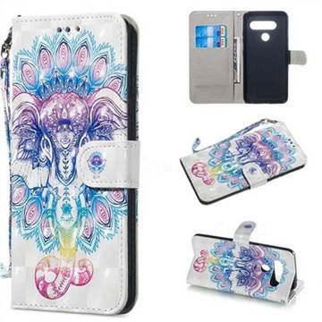 Colorful Elephant 3D Painted Leather Wallet Phone Case for LG V40 ThinQ