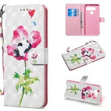 Flower Panda 3D Painted Leather Wallet Phone Case for LG V40 ThinQ