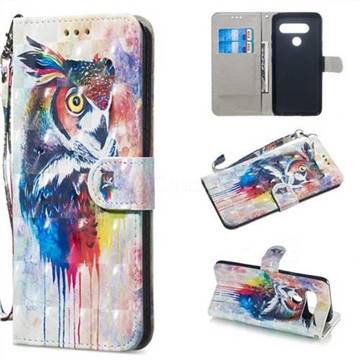 Watercolor Owl 3D Painted Leather Wallet Phone Case for LG V40 ThinQ