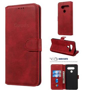 Retro Calf Matte Leather Wallet Phone Case for LG V40 ThinQ - Red