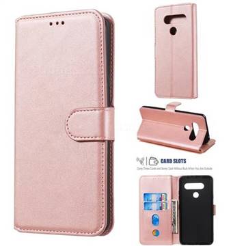 Retro Calf Matte Leather Wallet Phone Case for LG V40 ThinQ - Pink