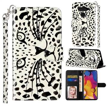 Leopard Panther 3D Leather Phone Holster Wallet Case for LG V40 ThinQ