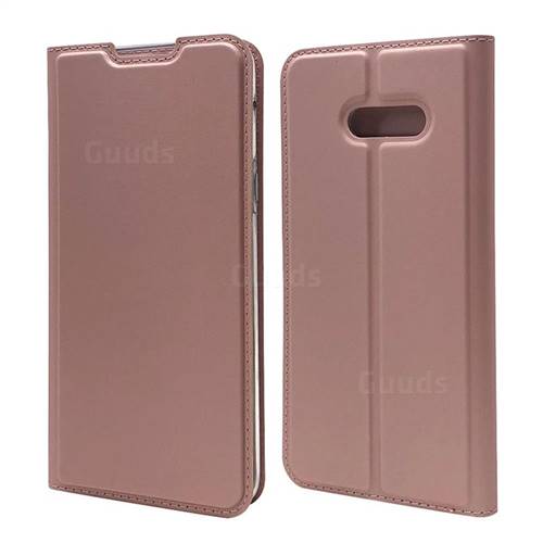 Ultra Slim Card Magnetic Automatic Suction Leather Wallet Case for LG V50s ThinQ 5G - Rose Gold
