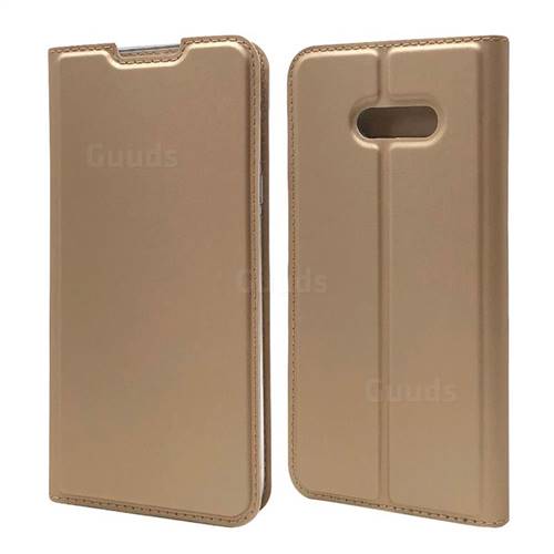 Ultra Slim Card Magnetic Automatic Suction Leather Wallet Case for LG V50s ThinQ 5G - Champagne