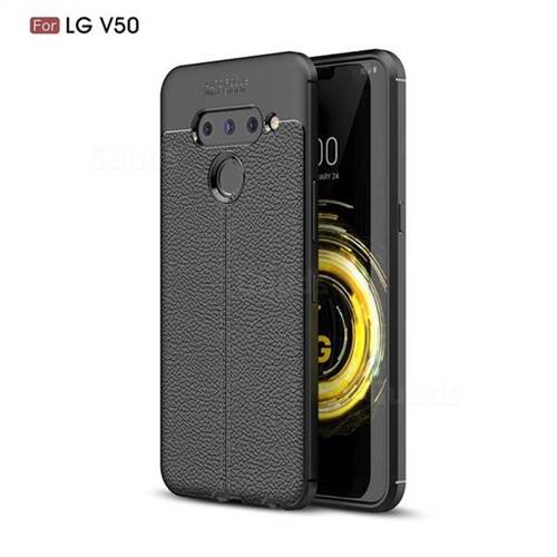 Luxury Auto Focus Litchi Texture Silicone TPU Back Cover for LG V50 ThinQ 5G - Black