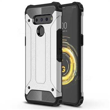 King Kong Armor Premium Shockproof Dual Layer Rugged Hard Cover for LG V50 ThinQ 5G - White