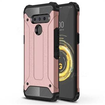 King Kong Armor Premium Shockproof Dual Layer Rugged Hard Cover for LG V50 ThinQ 5G - Rose Gold