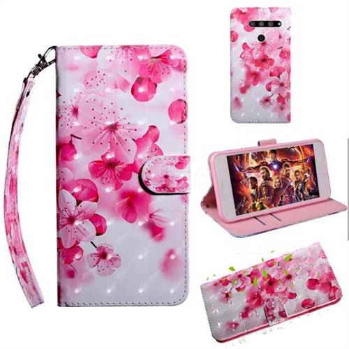 Peach Blossom 3D Painted Leather Wallet Case for LG V50 ThinQ 5G