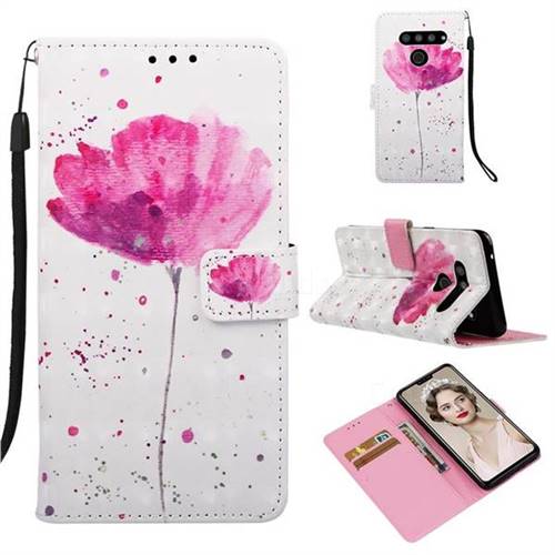 Watercolor 3D Painted Leather Wallet Case for LG V50 ThinQ 5G