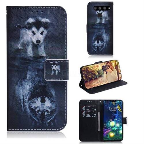 Wolf and Dog PU Leather Wallet Case for LG V50 ThinQ 5G