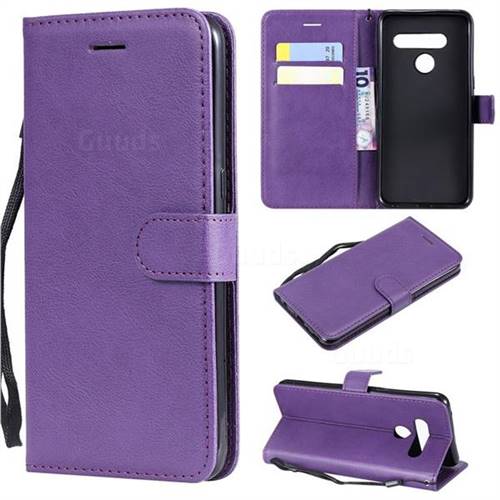 Retro Greek Classic Smooth PU Leather Wallet Phone Case for LG V50 ThinQ 5G - Purple